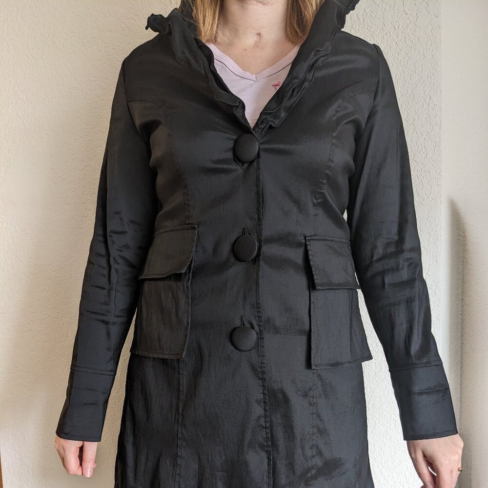 Joseph Ribkoff Long Formal Jacket with Statement Ruffle Collar - Picture 2 of 4
